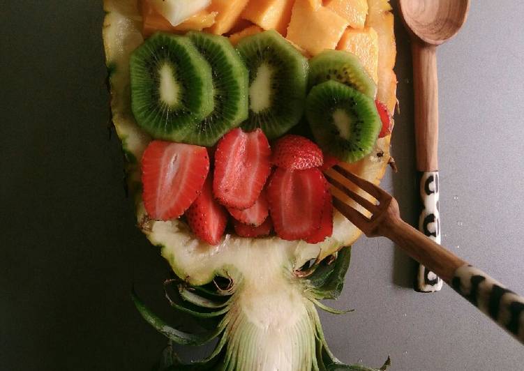 Easiest Way to Prepare Quick Fruit salad in a pineapple boat