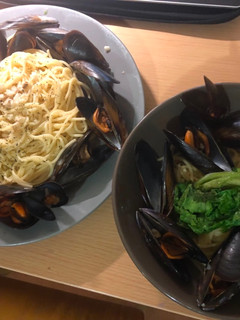 白酒淡菜義大利麵 的食譜成品照片