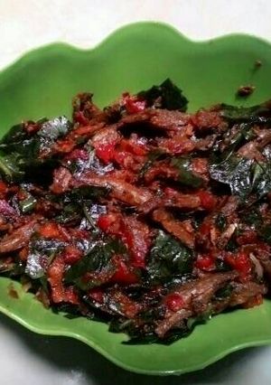 Foto resep Sambel teri tumis daun melinjo