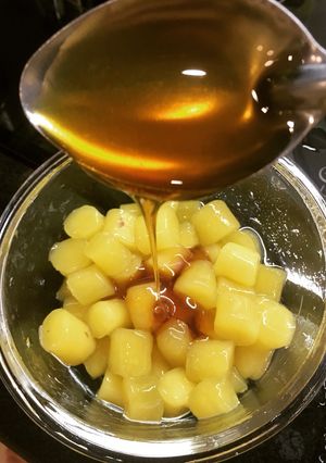 Hình của món Trân châu khoai lang đường mật.