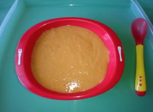 Una foto de Papilla de pollo y verduras para bebé de 6 meses 👶🥰