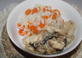 Sauté de dinde aux champignons & moutarde
