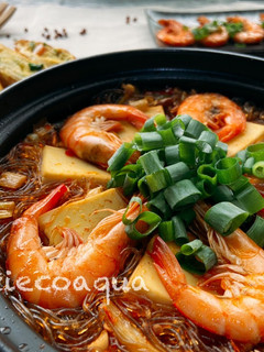 鮮蝦豆腐粉絲煲 的食譜成品照片