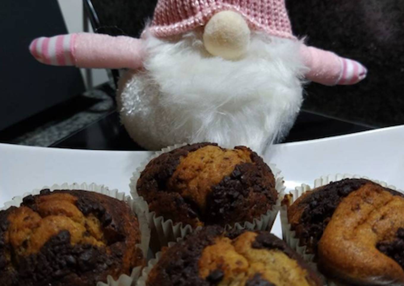 Muffins de flan con chocolate