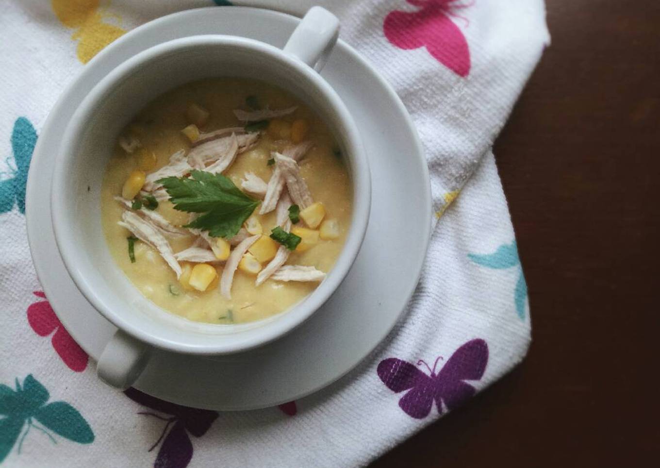 Sup krim jagung dan ayam
