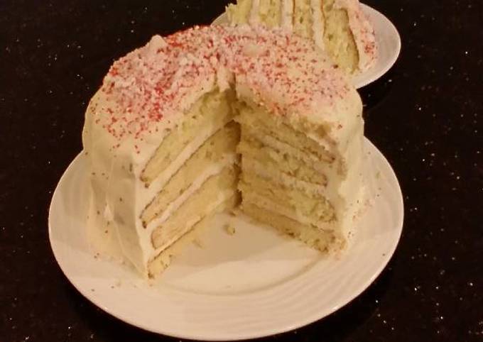 White Peppermint Layer Cake with a White Peppermint Cream