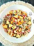 Ensalada de arroz tricolor con manzana y pavo