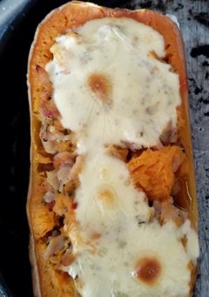 Una foto de Calabaza rellena con pollo 👌