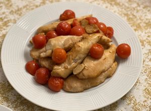 Foto principal de Pollo con cherry, soja y jengibre en freidora de aire