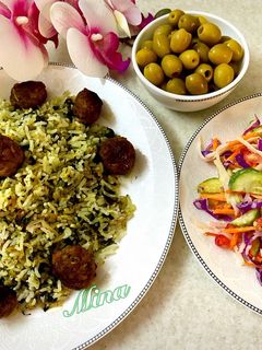 عکسی از دستور اسفناج پلو با گوشت قلقلی