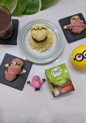 A picture of Mummy Minion Mashed Potato With Ham (Treat or Trick?).