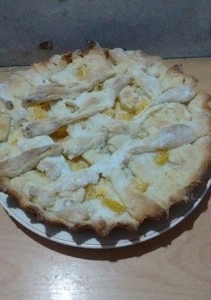 Una foto de Pasta flora con trozos de naranja