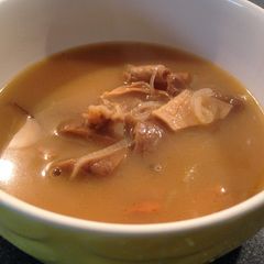 A picture of Beef Bone Broth with Wild Mushrooms.
