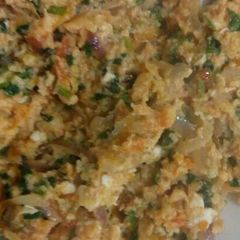 A picture of Scrambled eggs with cheese.