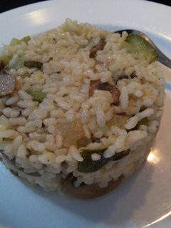 Una foto de Risotto de champiñones y gambas