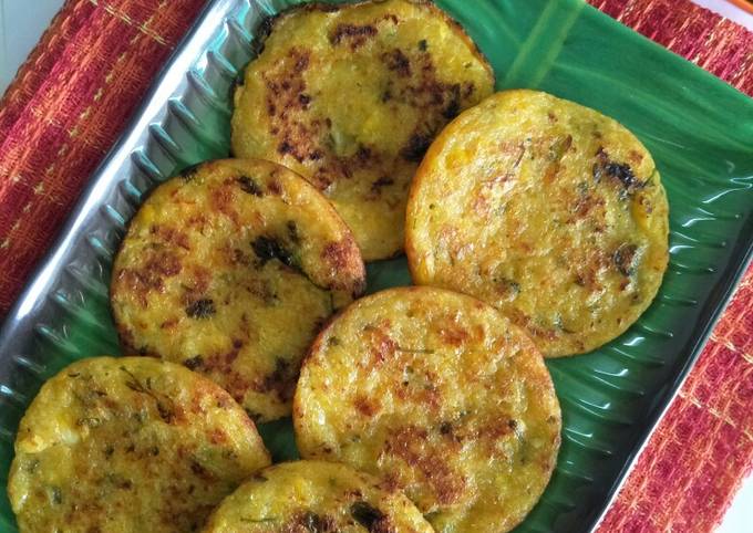 Corn oats semolina pancakes Recipe