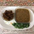 Green gram dal with drumsticks leavesAnd bitter gourd pickle