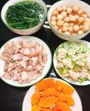 Canh cải- thịt luộc- cà pháo- đu đủ