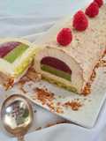 White Chocolate Raspberry Bûche with Pistachio Cream
