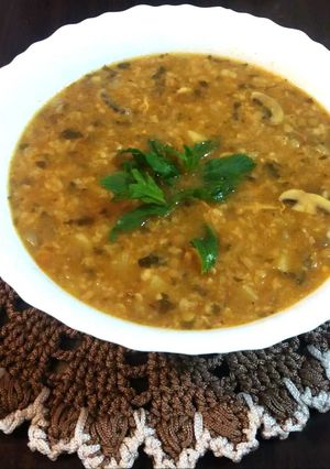 عکسی از دستور سوپ عدس و قارچ