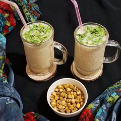 A picture of Protein rich Sattu Buttermilk with Gond katira (liquid diet).