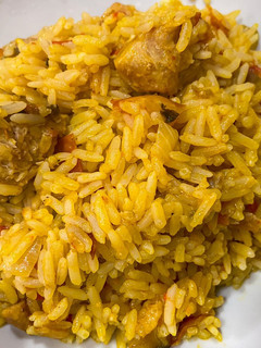 A picture of Palm oil Jollof Rice.