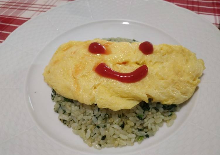 Omurice Spinach Fried Rice (Omurice Nasi Goreng Bayam)