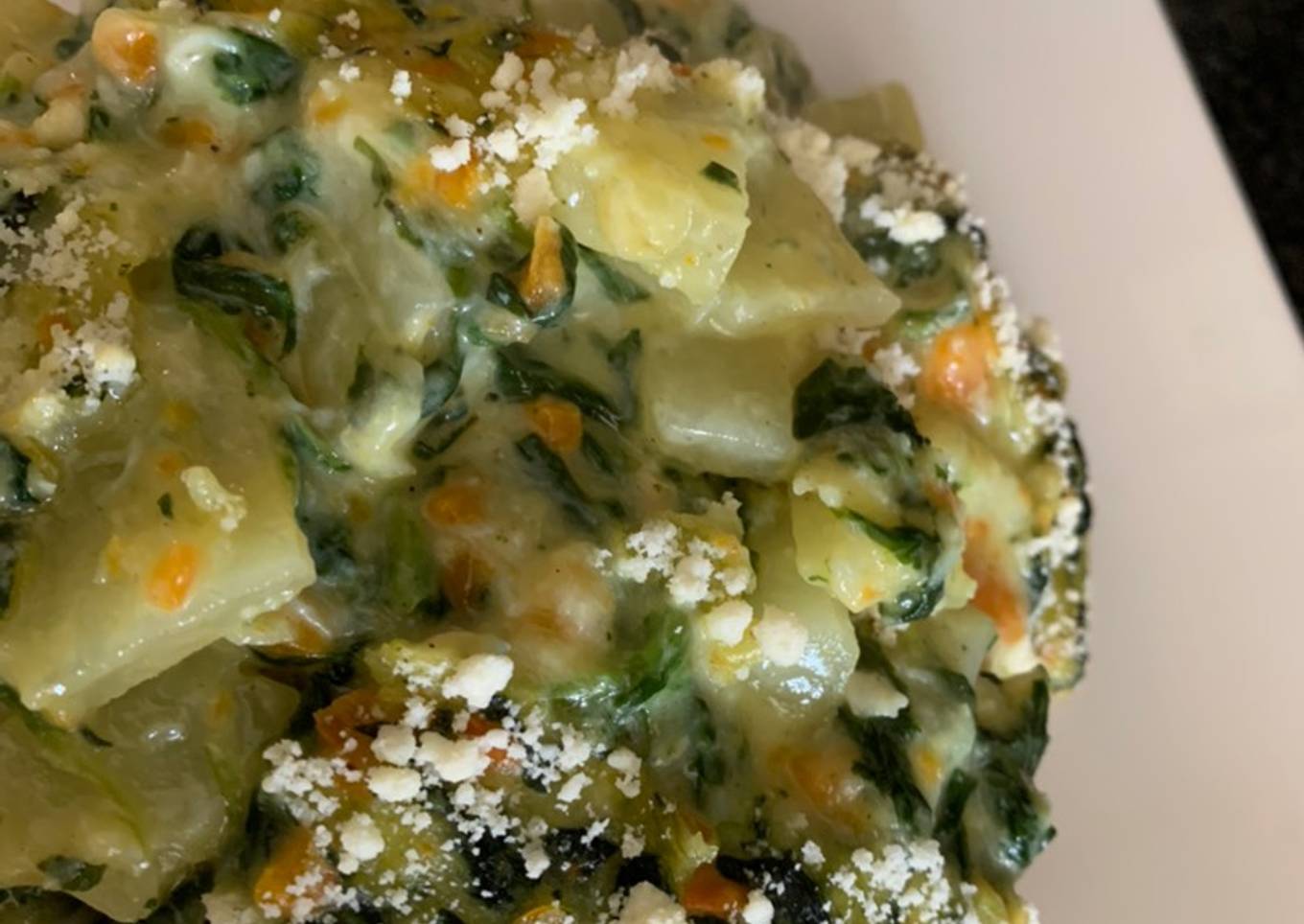 Bacalao en crema de espinacas