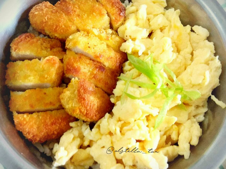 Langkah Mudah untuk Menyiapkan Chicken Nugget with Scrambled Egg Rice Bowl Anti Gagal