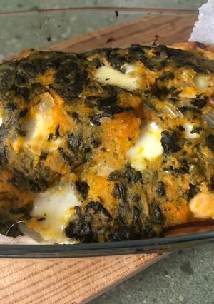Una foto de Calabaza rellena de espinacas y garbanzos