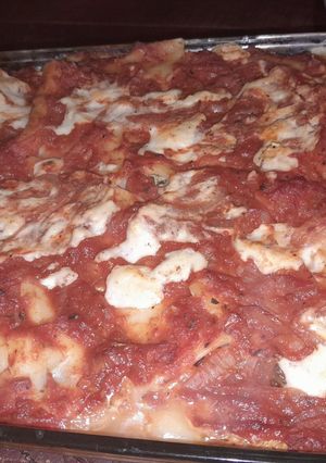 Una foto de Lasaña de Carne y Pollo Con salsa