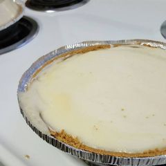 A picture of Dad's double layered Cheesecake.