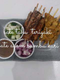Foto resep Sate tahu teriyaki & sate ayam bumbu kari (panggang teflon)