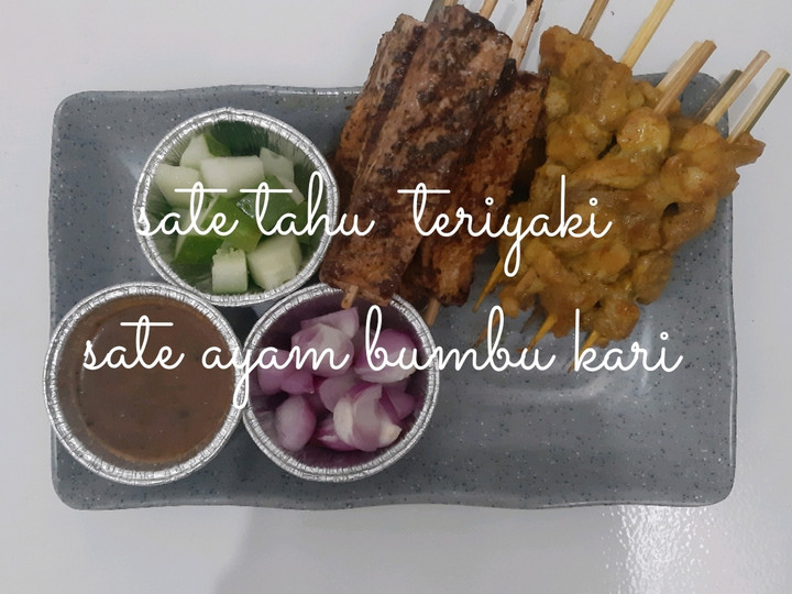 Resep Sate tahu teriyaki &amp;amp; sate ayam bumbu kari (panggang teflon) Enak Dan Mudah