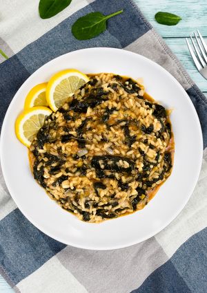 A picture of Greek Spinach and Rice.
