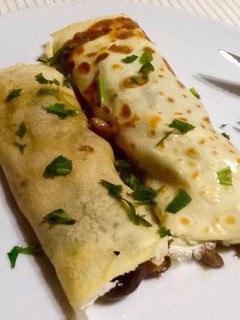 Una foto de Crepes de setas y foie