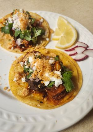 A picture of Brad's Garlic Chipotle Shrimp Street Tacos.