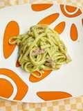 Linguine with Broccoli Pesto and Pancetta