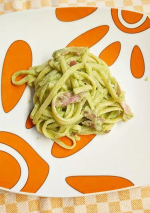 Foto di Linguine al pesto di broccoli e pancetta