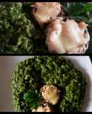 Arroz verde con champiñones rellenos. #recetariocamino