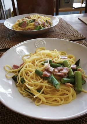 A picture of Hokkaido's Spring Cream Sauce Pasta.