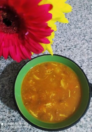 عکسی از دستور سوپ عدس و مرغ