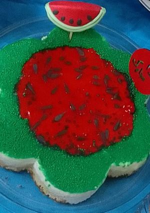 عکسی از دستور چیز کیک هندوانه یلدای(1401)🍉