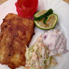 A picture of Bread crummed fish fillet.
