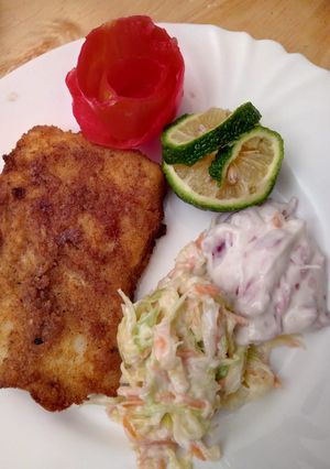 A picture of Bread crummed fish fillet.