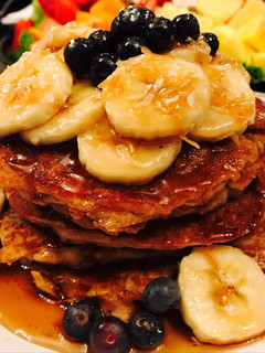 A picture of Blueberry & Banana Oatmeal Pancakes.