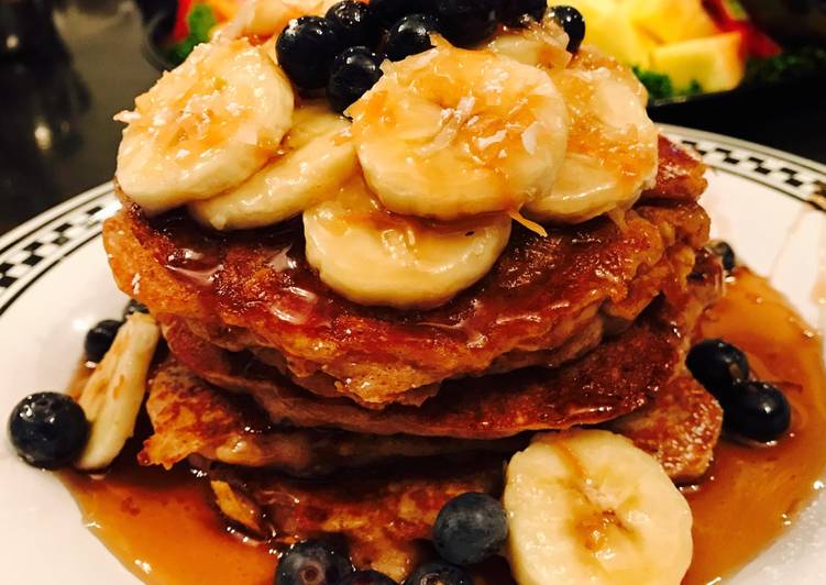 Recipe of Ultimate Blueberry &amp; Banana Oatmeal Pancakes