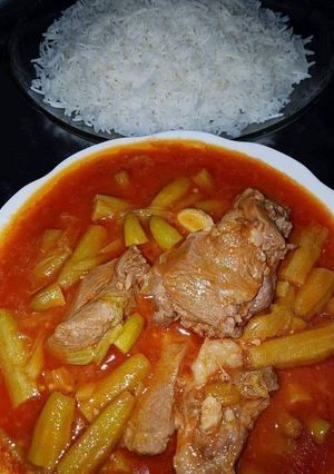 صورة لوصفة باميه مع لحمة 😋