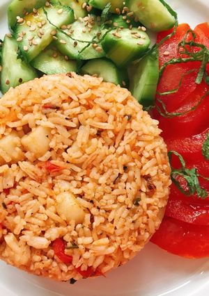Hình của món Cơm Chiên Cà Chua & Cồi Sò Điệp.