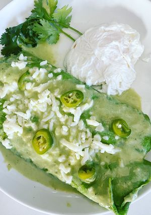 A picture of Enchiladas with Spinach Tortillas.